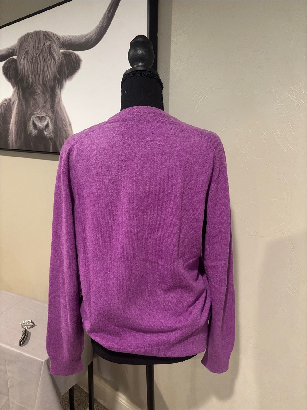 Johnston of Elgin Purple Cashmere Sweater - Picture 2 of 7